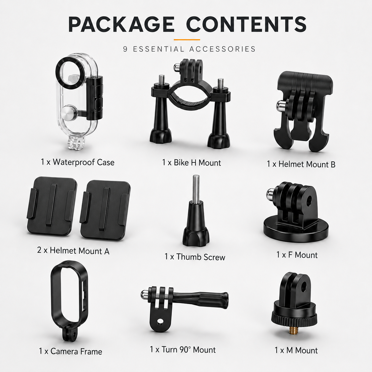 Mount & Waterproof Kit package contents